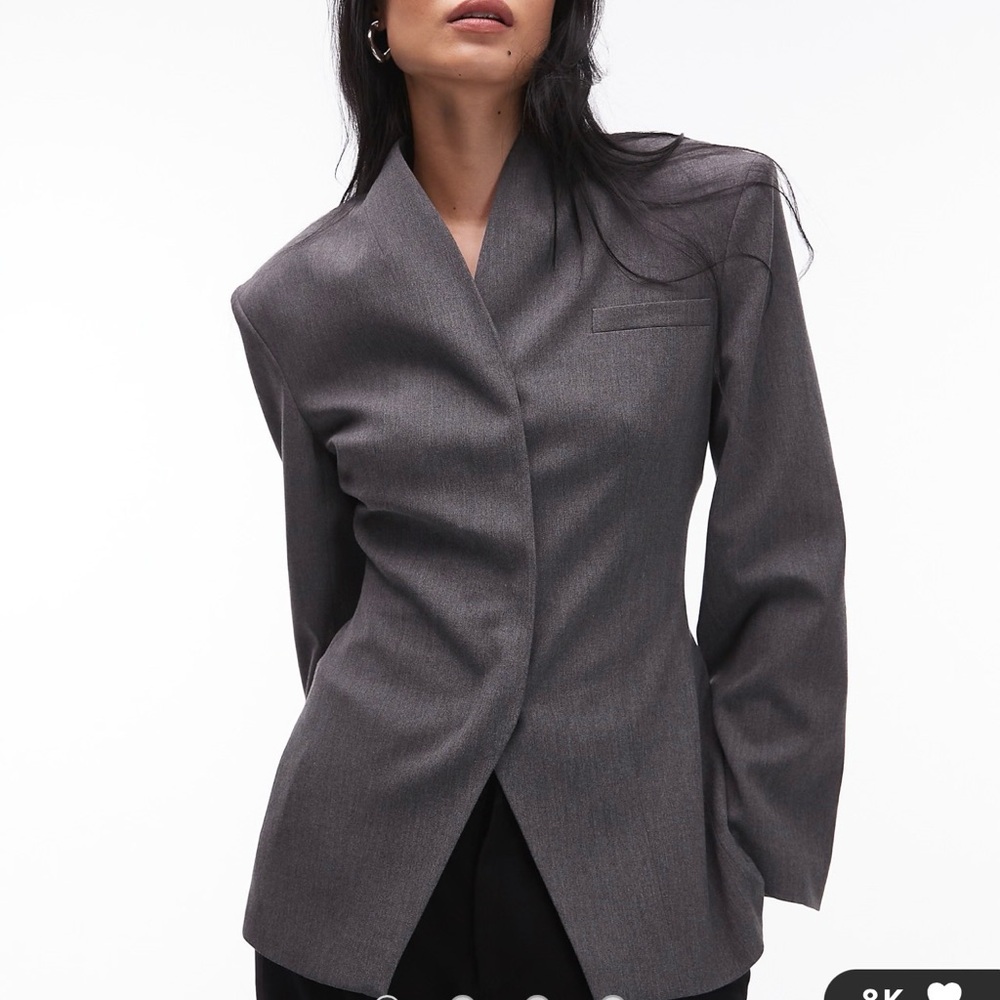 ASOS Charcoal Gray High Neck Tailored Blazer